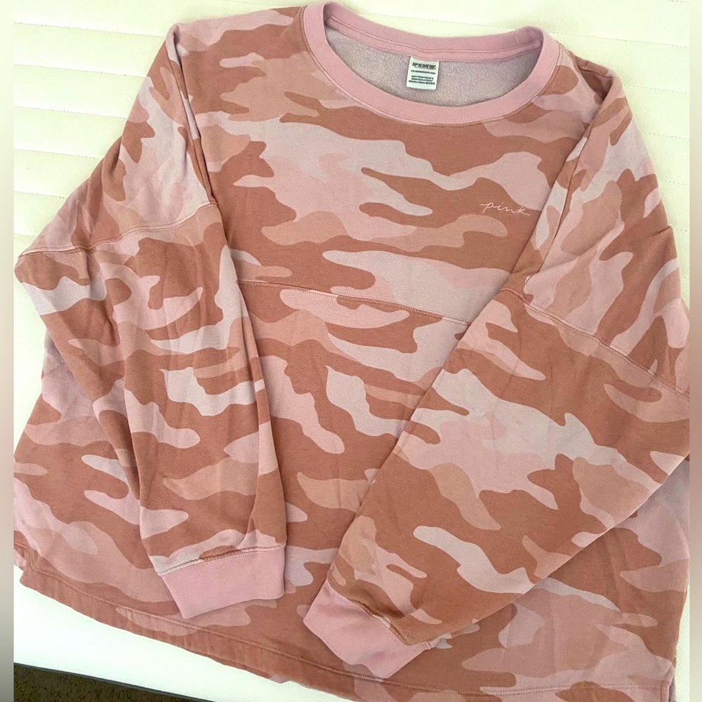PINK Pull Over Camo Crewneck